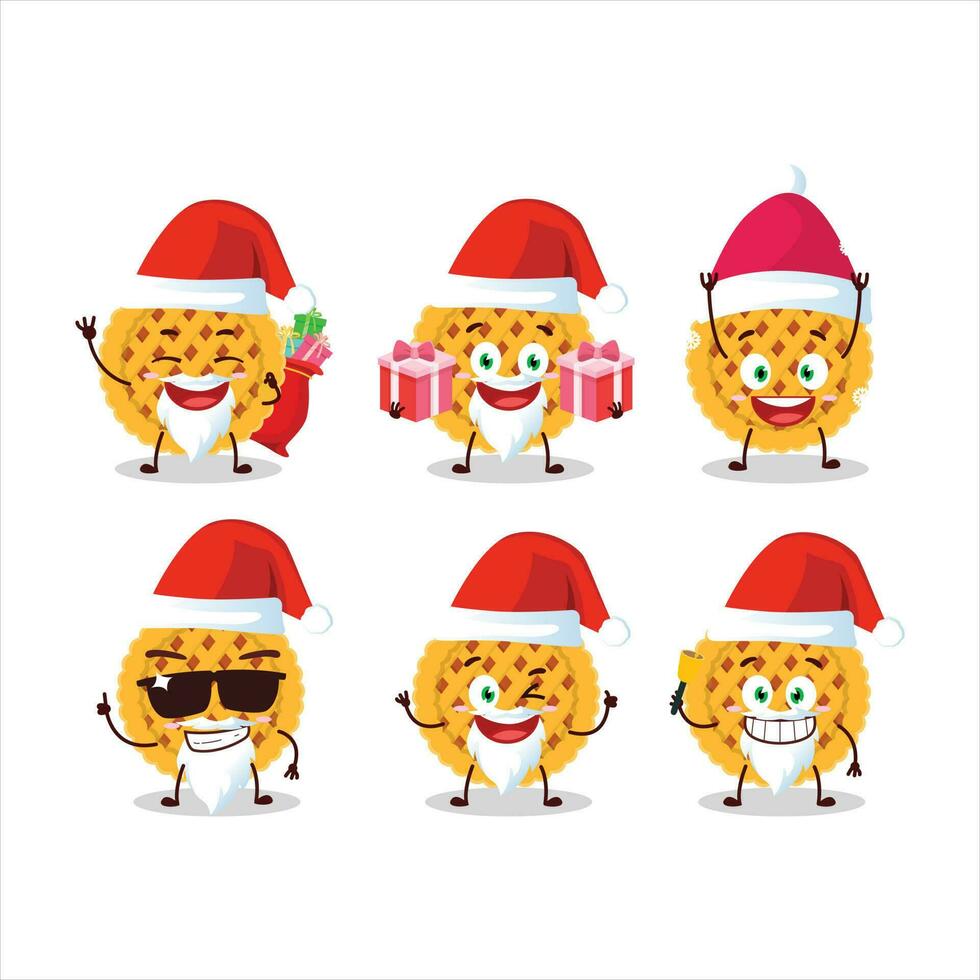 Papa Noel claus emoticones con calabaza tarta dibujos animados personaje vector