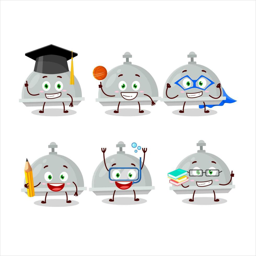 School student of silver cloche cartoon character with various expressions vector