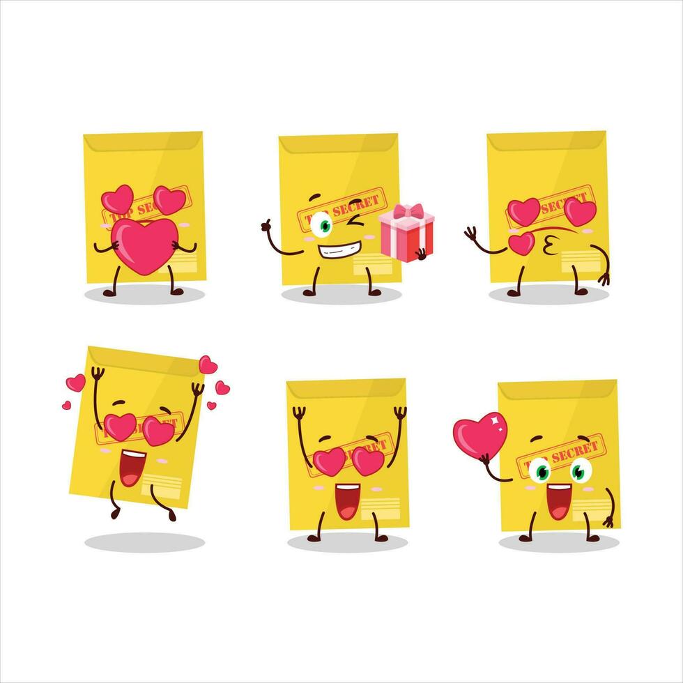 Secret document cartoon character with love cute emoticon vector