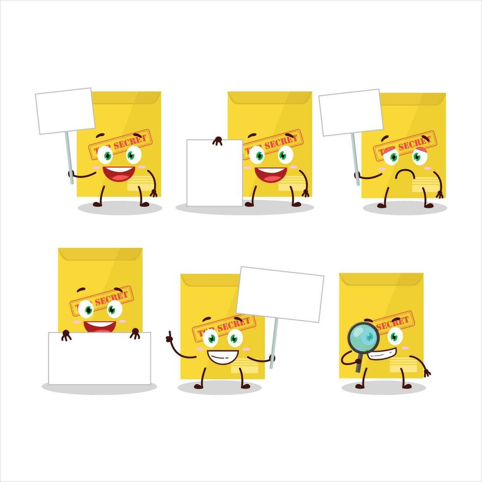 Secret document cartoon character bring information board vector