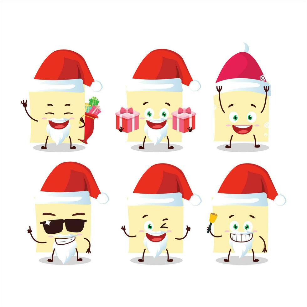 Santa Claus emoticons with pale yellow sticky notes cartoon character vector