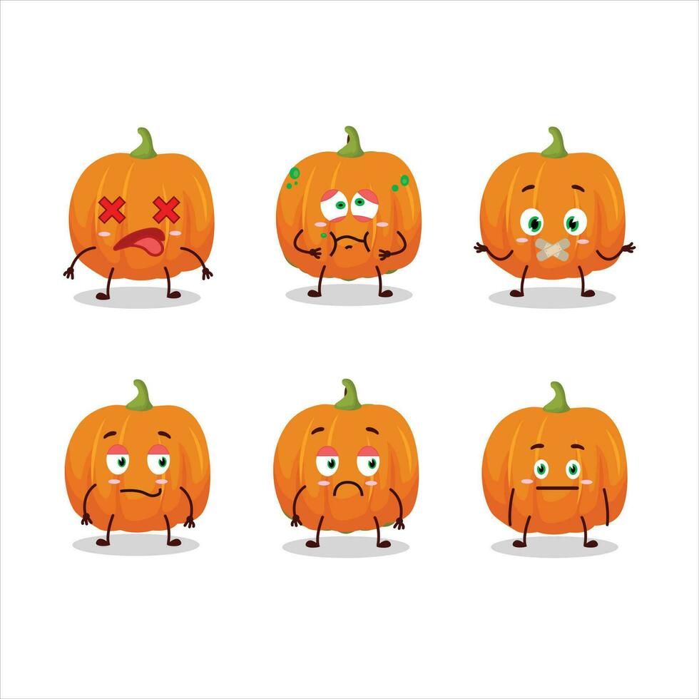 Orange pumpkin cartoon character with nope expression vector