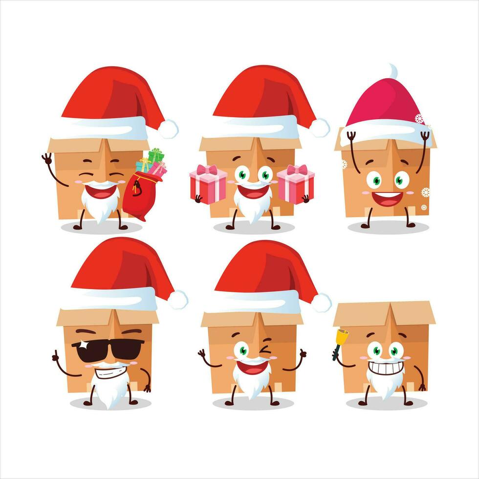 Papa Noel claus emoticones con oficina cajas dibujos animados personaje vector