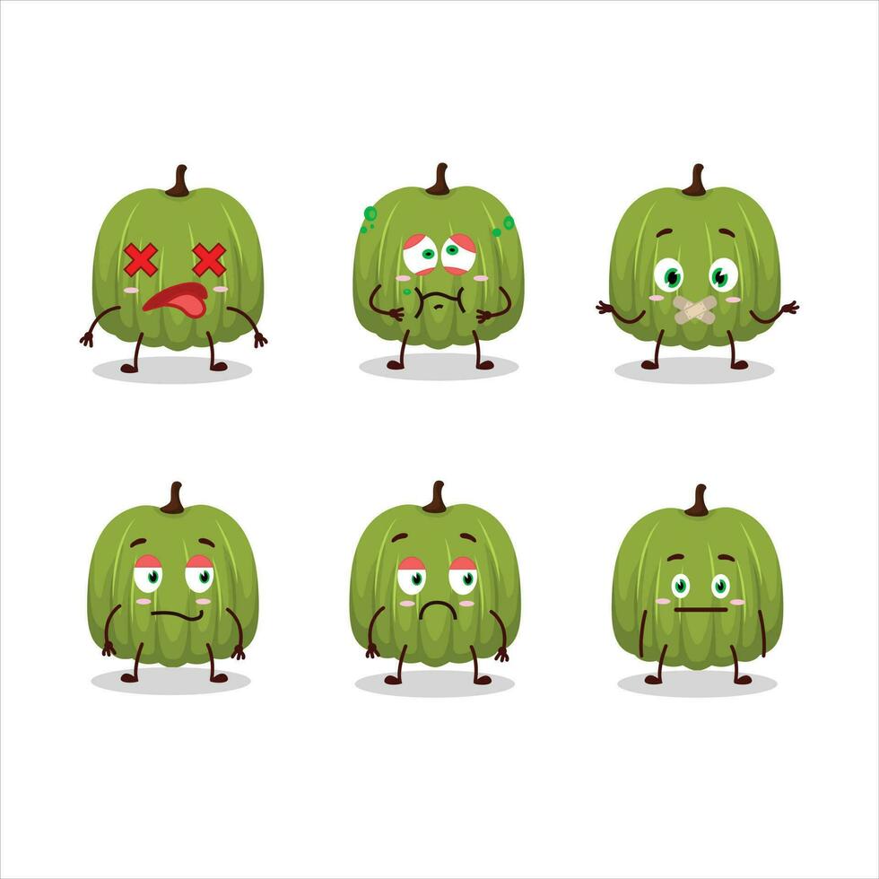 Green pumpkin cartoon character with nope expression vector