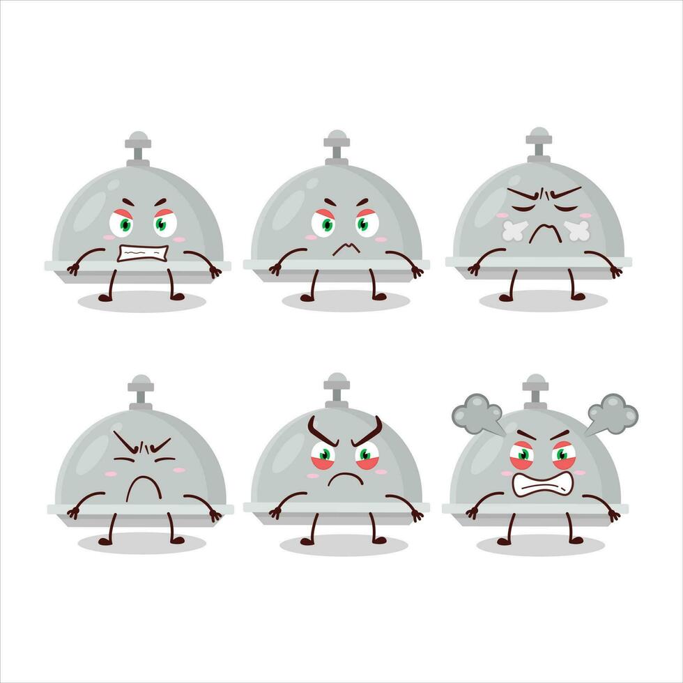 plata campana de cristal dibujos animados personaje con varios enojado expresiones vector