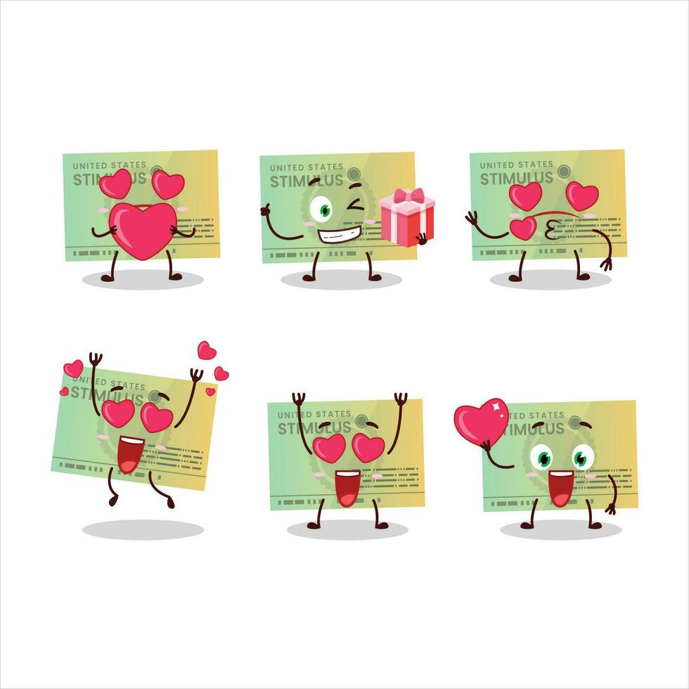 Stimulsus check cartoon character with love cute emoticon vector