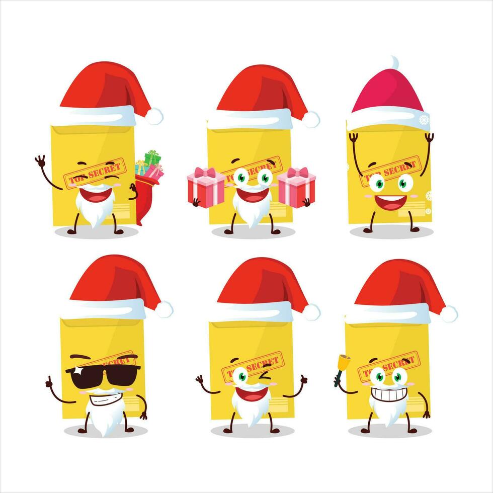 Papa Noel claus emoticones con secreto documento dibujos animados personaje vector