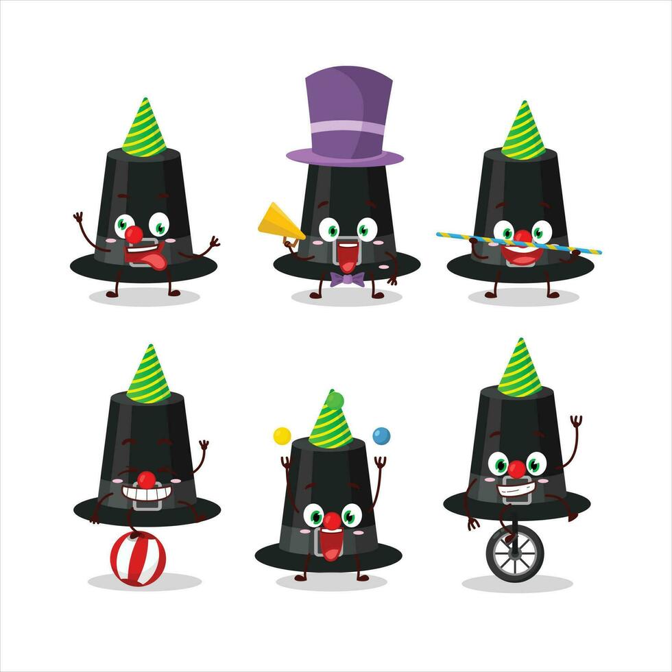 Cartoon character of black pilgrims hat with various circus shows vector