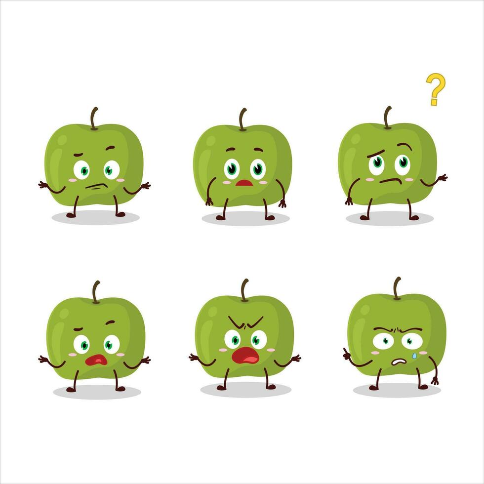 Cartoon character of green apple with what expression vector