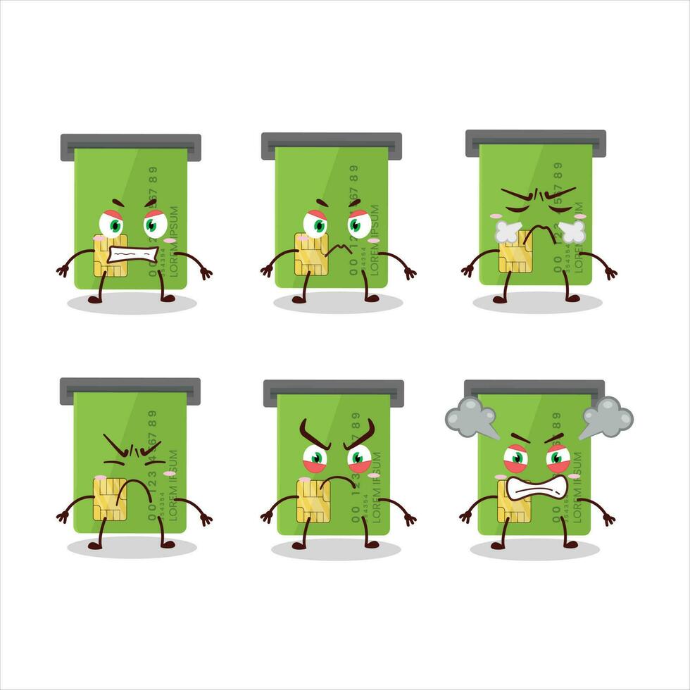 ATM card slot cartoon character with various angry expressions vector