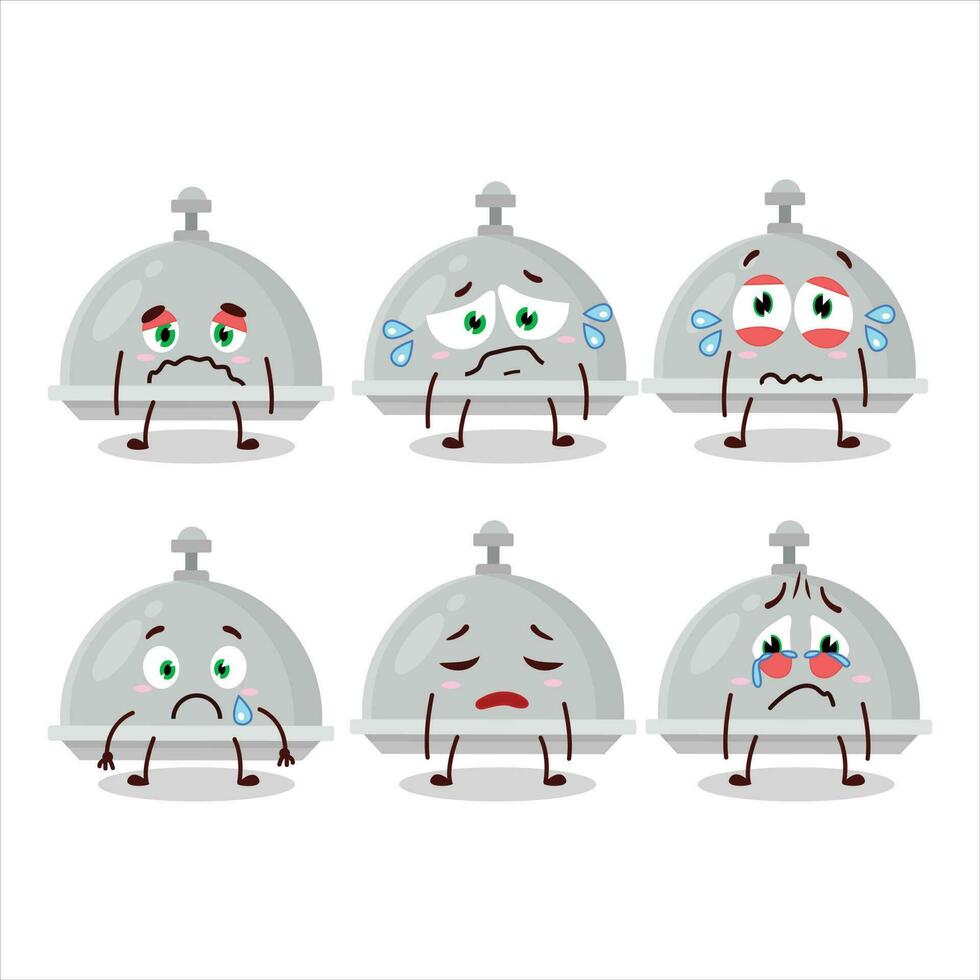 Silver cloche cartoon character with sad expression vector