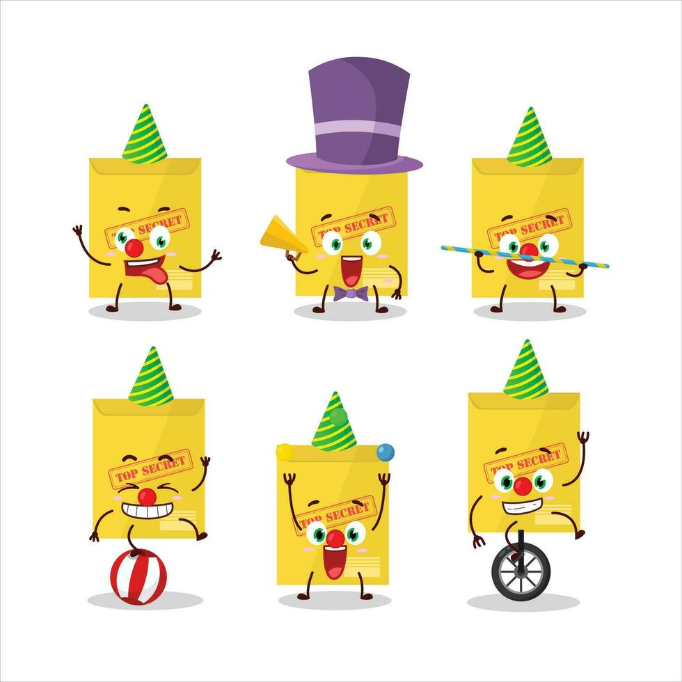 Cartoon character of secret document with various circus shows vector