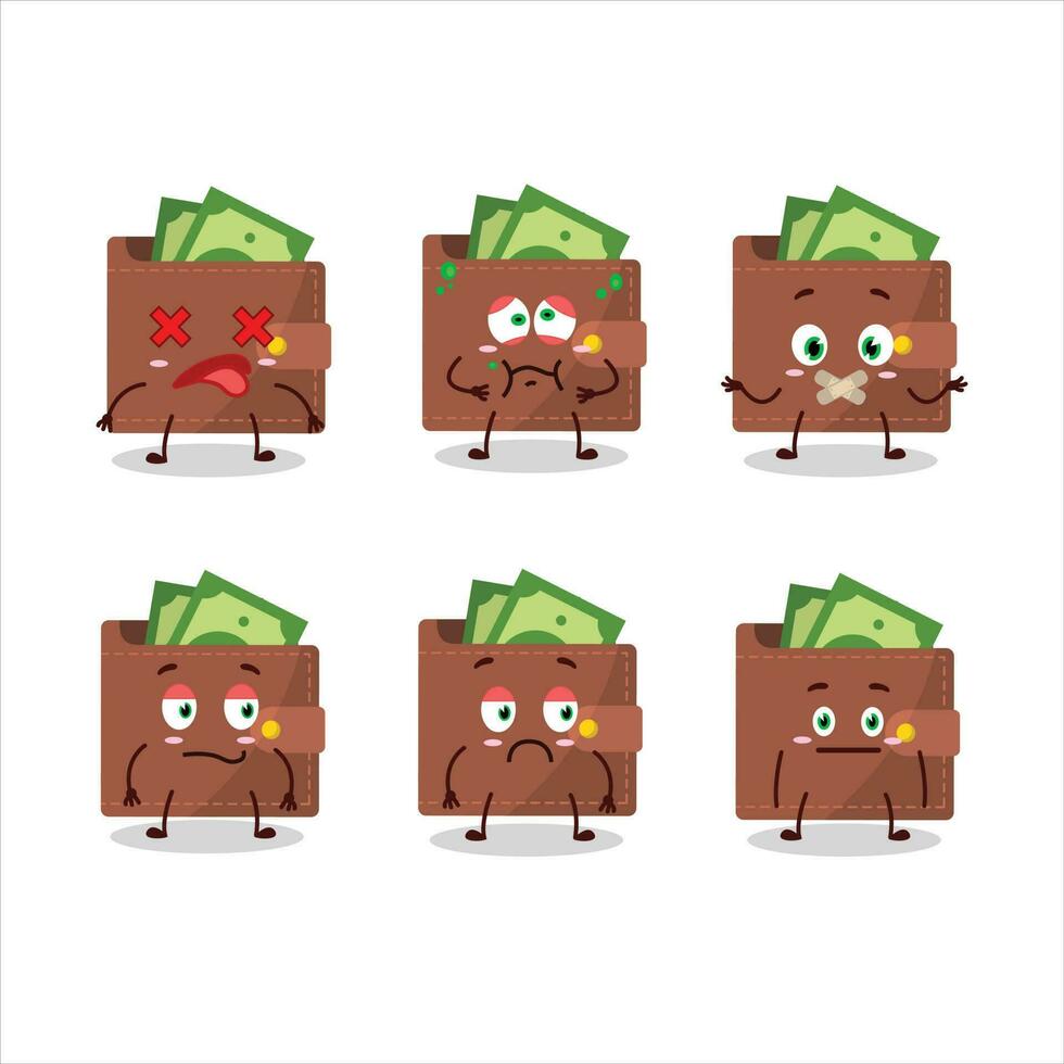 Brown wallet cartoon character with nope expression vector