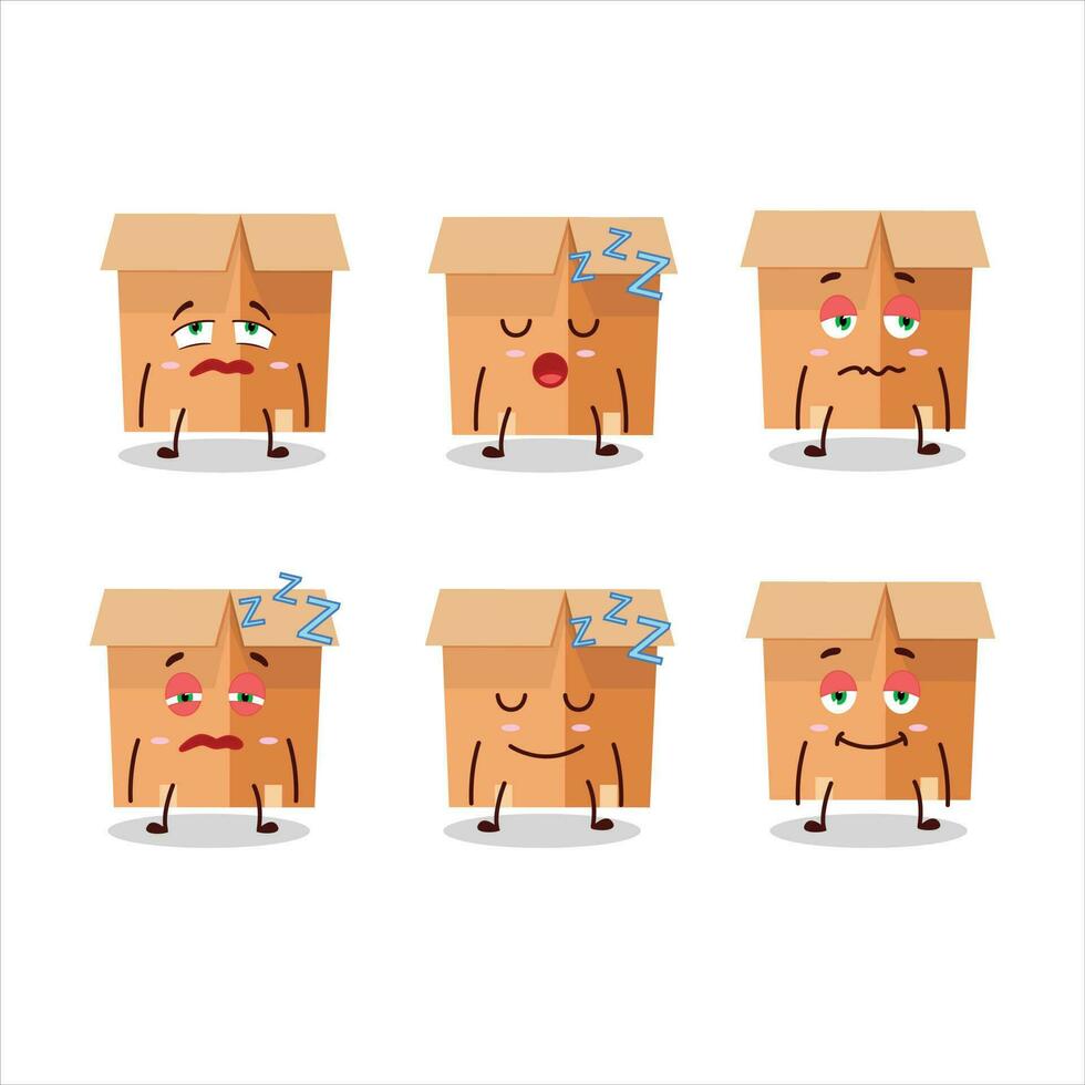 Cartoon character of office boxes with sleepy expression vector