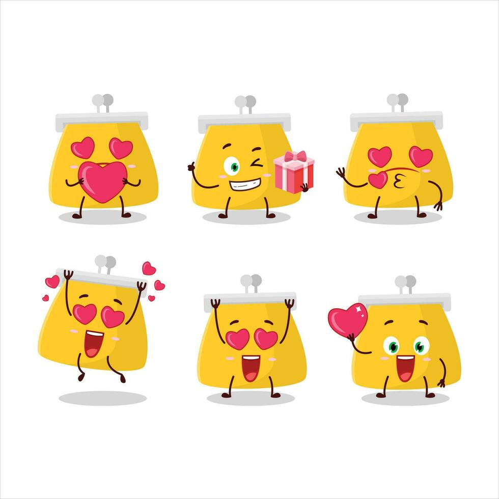 Coin purse cartoon character with love cute emoticon vector