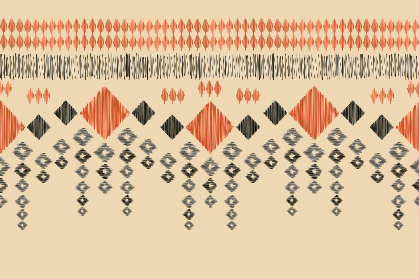 Ethnic Ikat fabric pattern geometric style.African Ikat embroidery Ethnic oriental pattern brown cream background. Abstract,vector,illustration.For texture,clothing,scraf,decoration,carpet,silk. vector