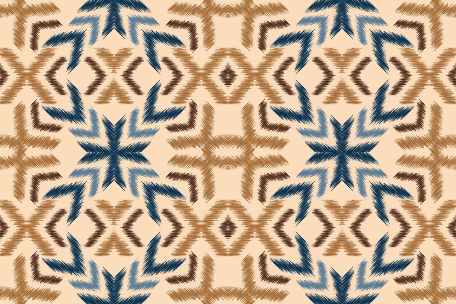 Ethnic Ikat fabric pattern geometric style.African Ikat embroidery Ethnic oriental pattern brown cream background. Abstract,vector,illustration.For texture,clothing,scraf,decoration,carpet,silk. vector