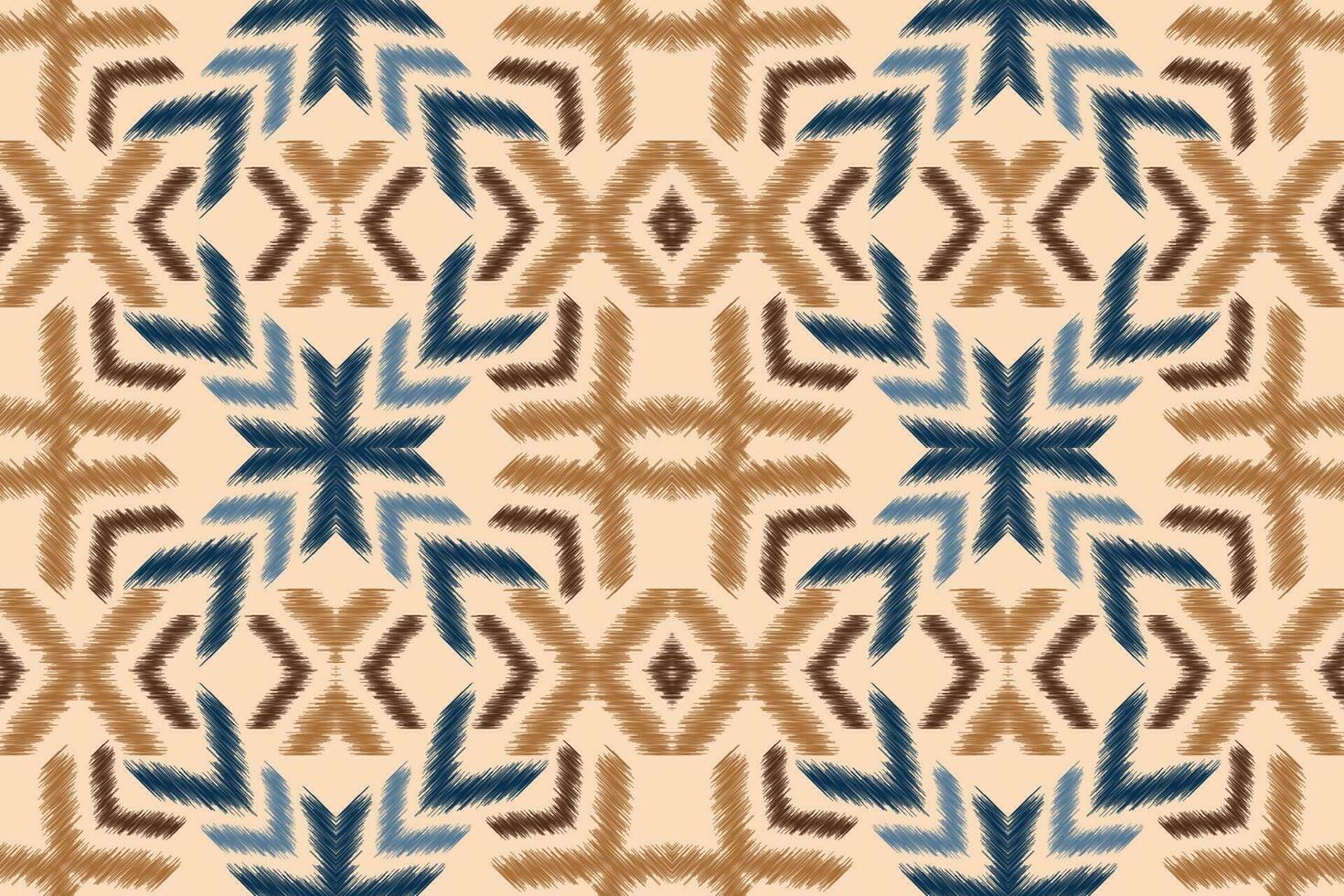 Ethnic Ikat fabric pattern geometric style.African Ikat embroidery Ethnic oriental pattern brown cream background. Abstract,vector,illustration.For texture,clothing,scraf,decoration,carpet,silk. vector