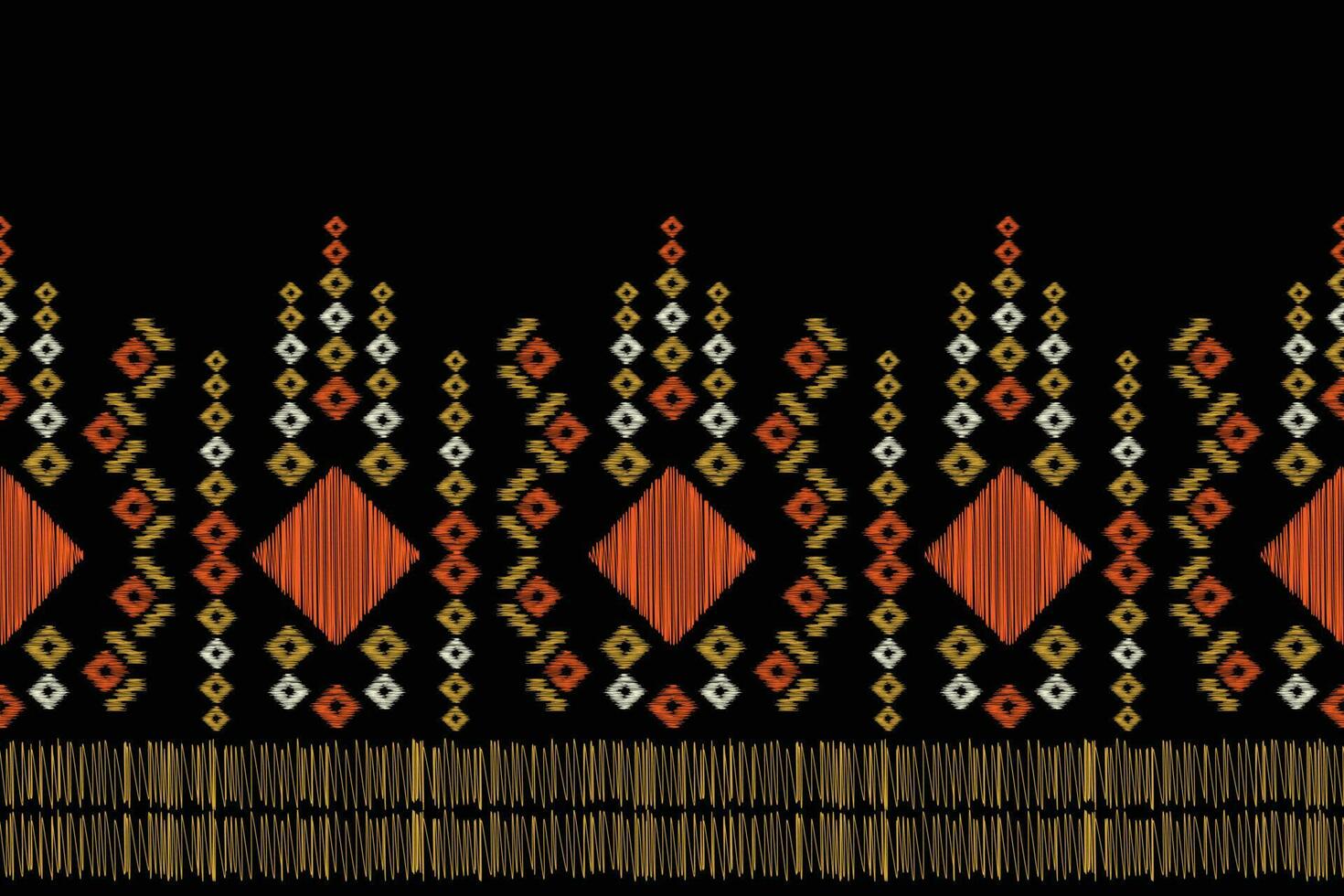 Ethnic Ikat fabric pattern geometric style.African Ikat embroidery Ethnic oriental pattern black background. Abstract,vector,illustration.For texture,clothing,scraf,decoration,carpet,silk. vector