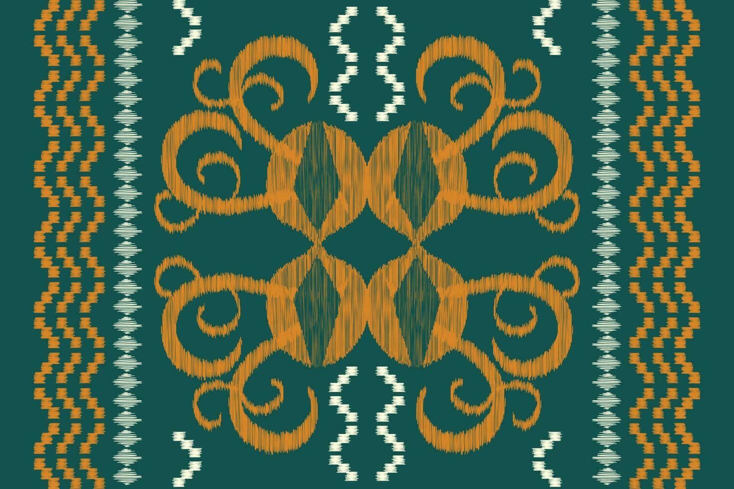 Ethnic Ikat fabric pattern geometric style.African Ikat embroidery Ethnic oriental pattern green background. Abstract,vector,illustration.For texture,clothing,scraf,decoration,carpet,silk. vector