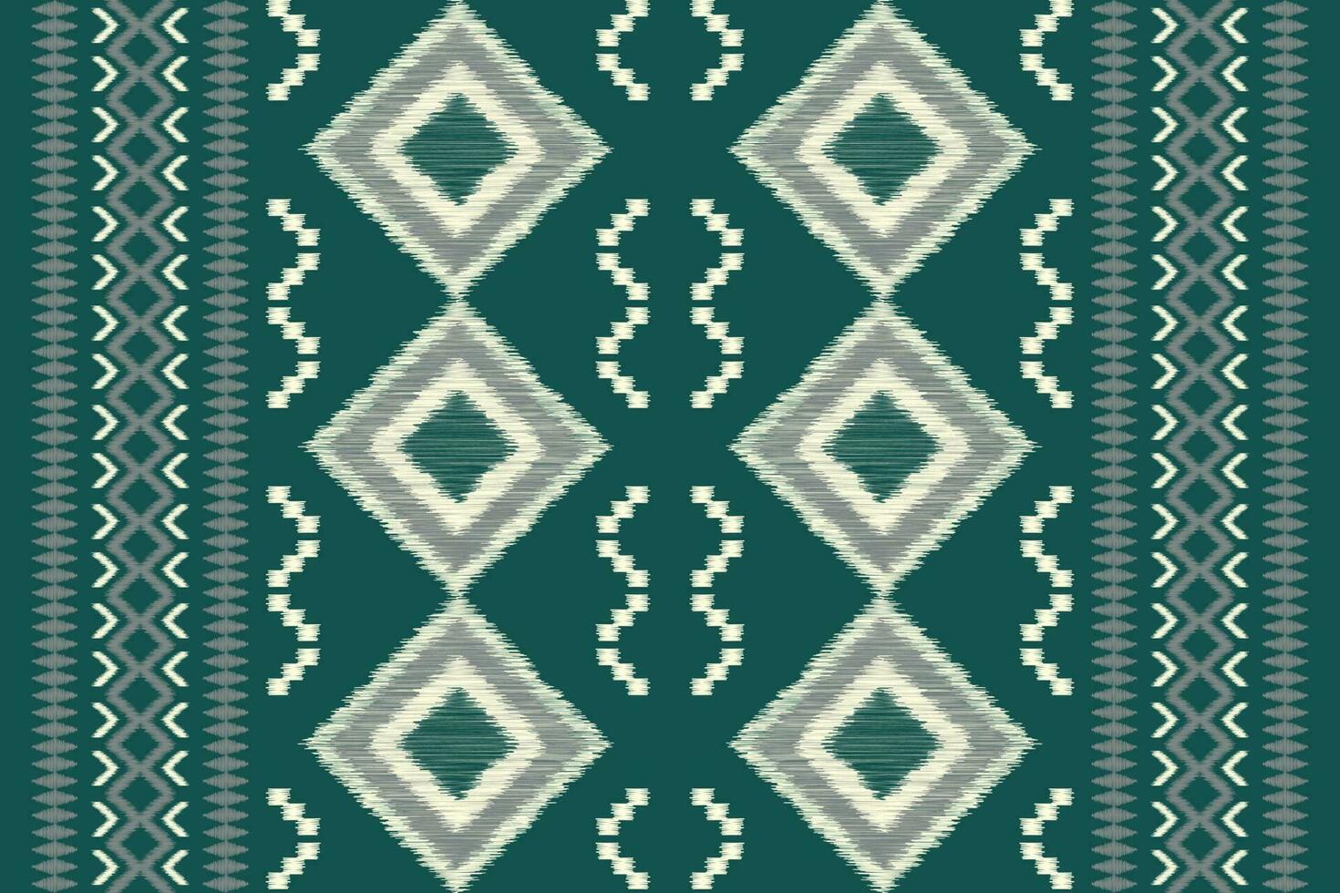 Ethnic Ikat fabric pattern geometric style.African Ikat embroidery Ethnic oriental pattern green background. Abstract,vector,illustration.For texture,clothing,scraf,decoration,carpet,silk. vector