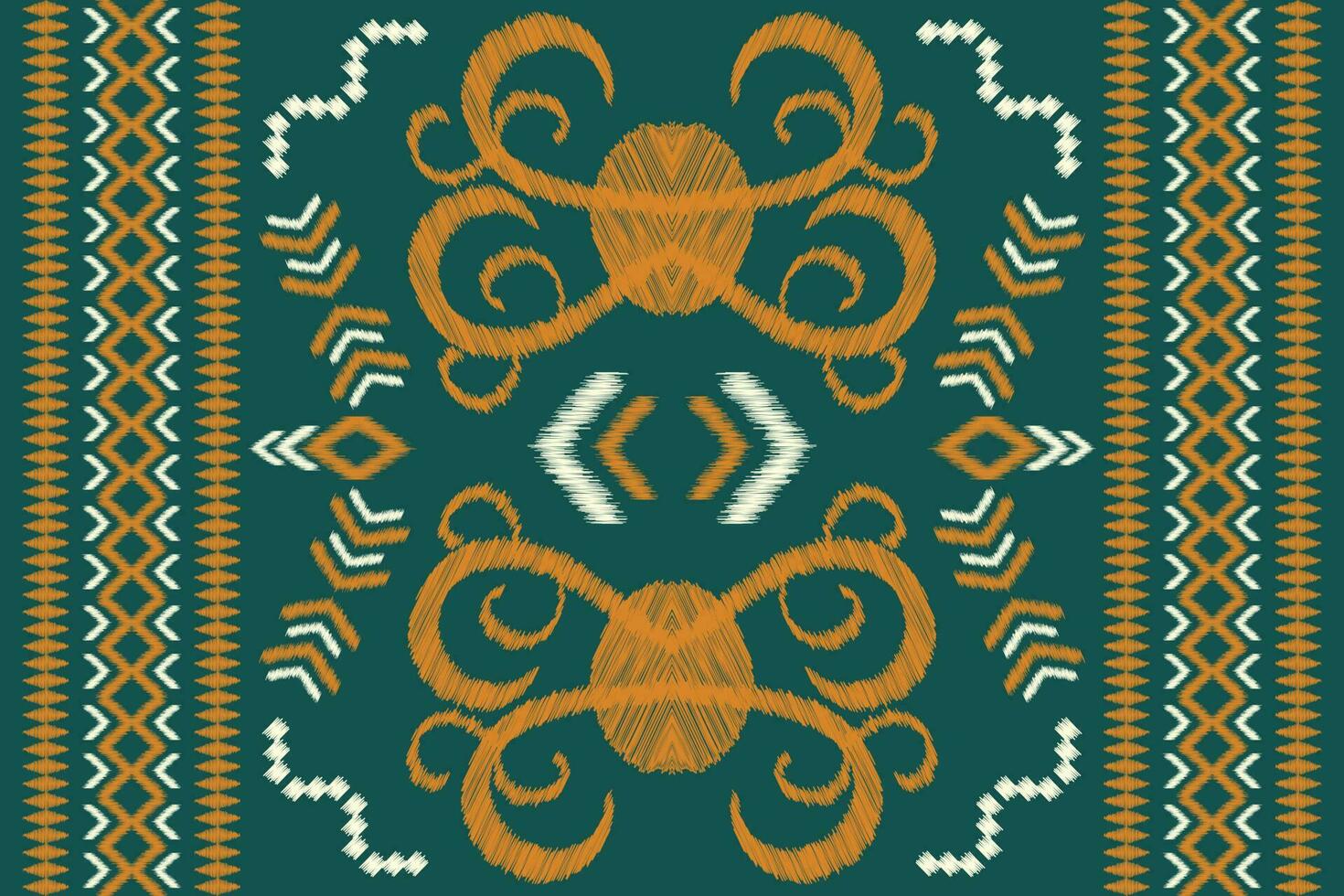 Ethnic Ikat fabric pattern geometric style.African Ikat embroidery Ethnic oriental pattern green background. Abstract,vector,illustration.For texture,clothing,scraf,decoration,carpet,silk. vector