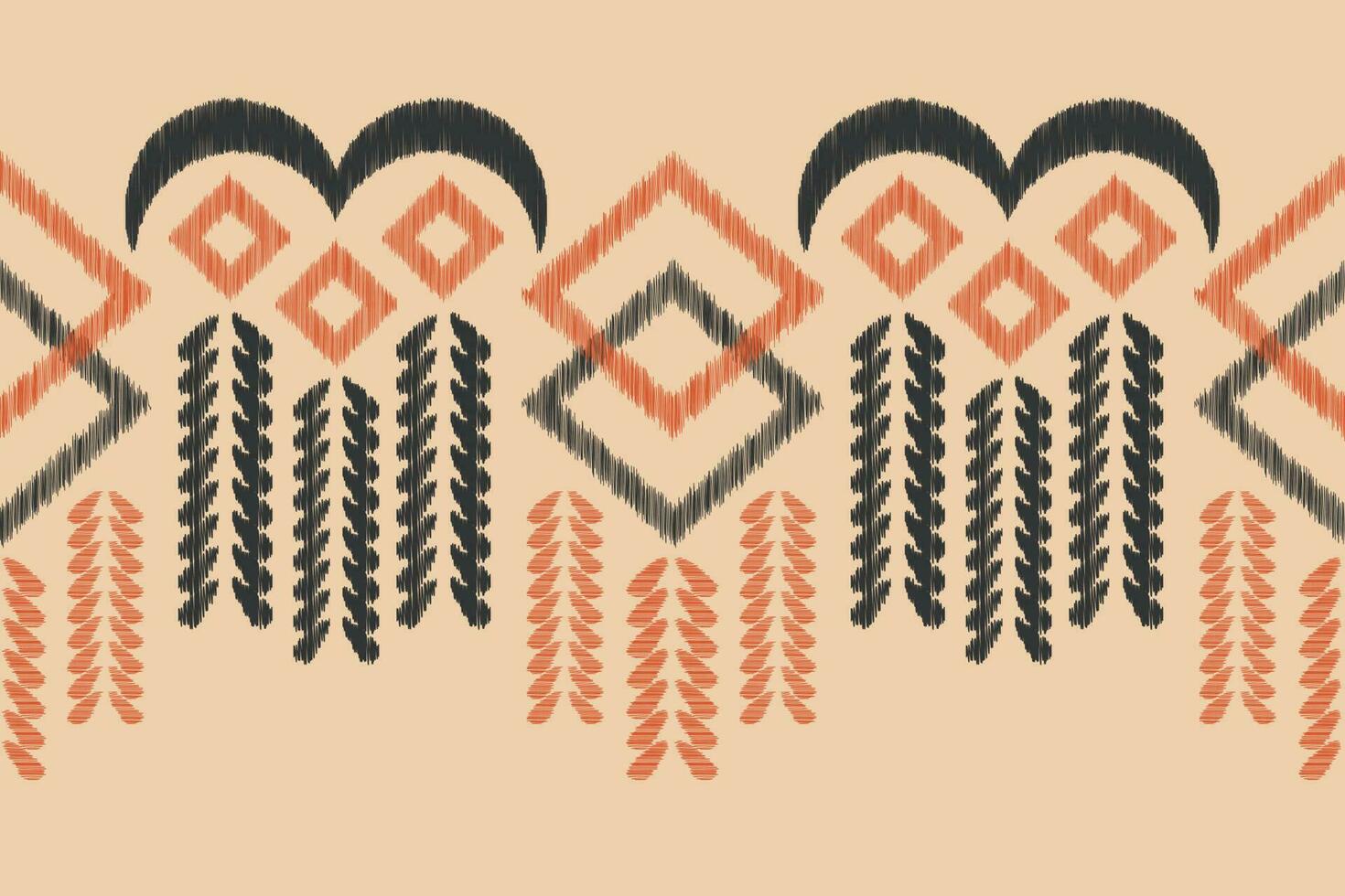 Ethnic Ikat fabric pattern geometric style.African Ikat embroidery Ethnic oriental pattern brown cream background. Abstract,vector,illustration.For texture,clothing,scraf,decoration,carpet,silk. vector