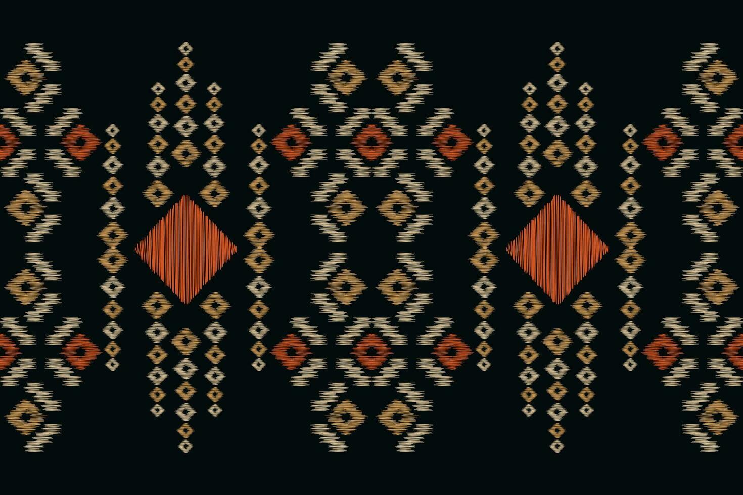 Ethnic Ikat fabric pattern geometric style.African Ikat embroidery Ethnic oriental pattern black background. Abstract,vector,illustration.For texture,clothing,scraf,decoration,carpet,silk. vector