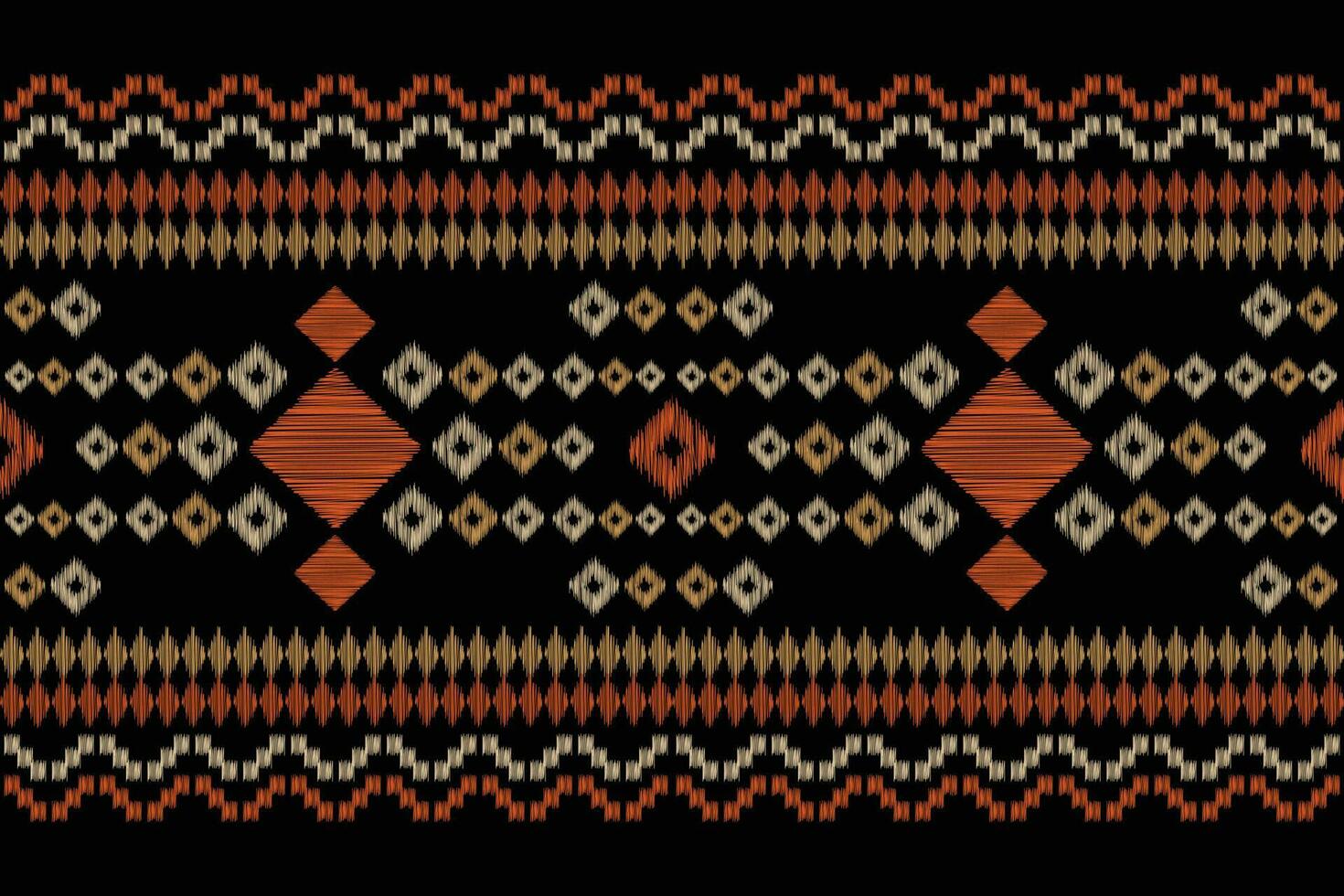 Ethnic Ikat fabric pattern geometric style.African Ikat embroidery Ethnic oriental pattern black background. Abstract,vector,illustration.For texture,clothing,scraf,decoration,carpet,silk. vector