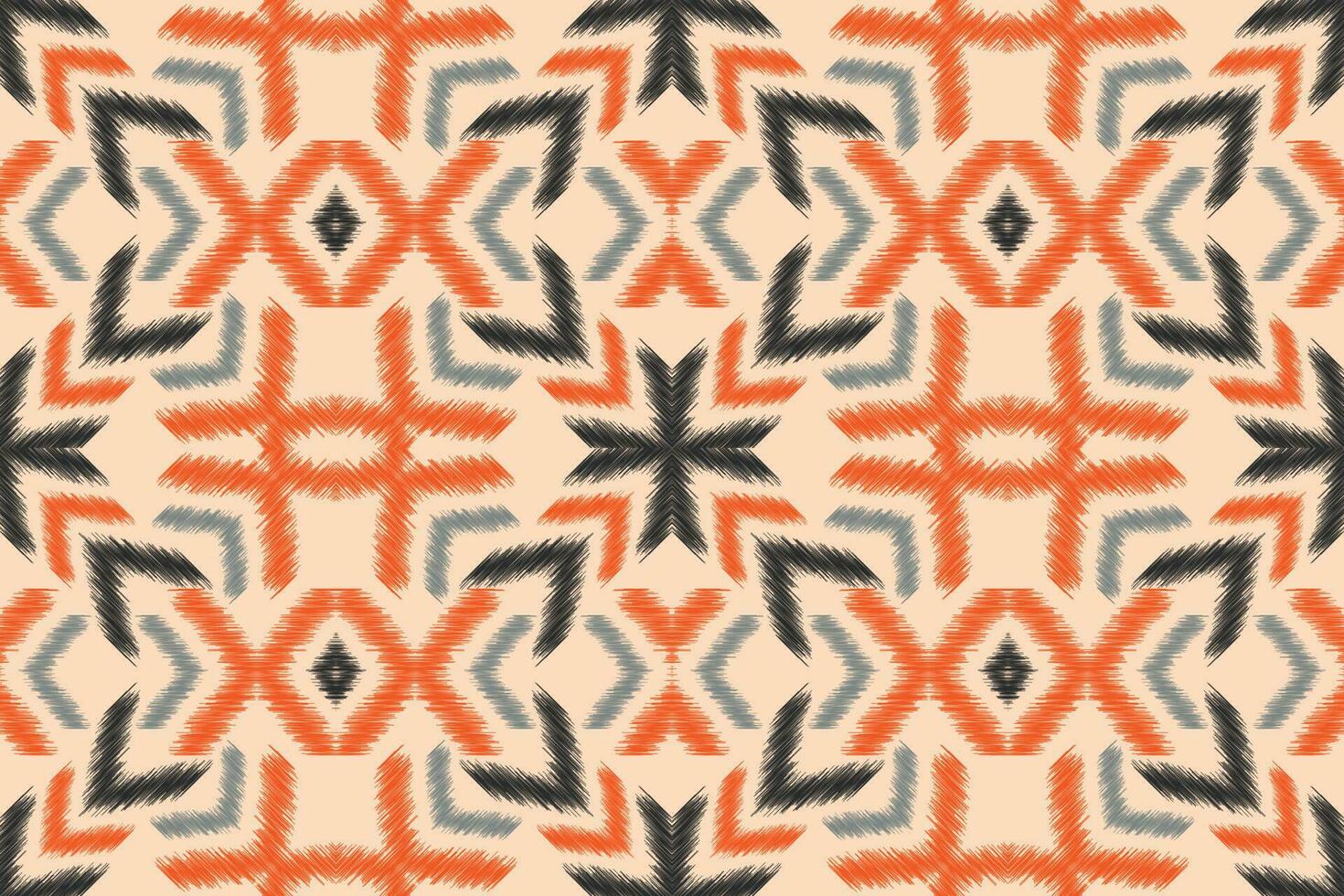 Ethnic Ikat fabric pattern geometric style.African Ikat embroidery Ethnic oriental pattern brown cream background. Abstract,vector,illustration.For texture,clothing,scraf,decoration,carpet,silk. vector