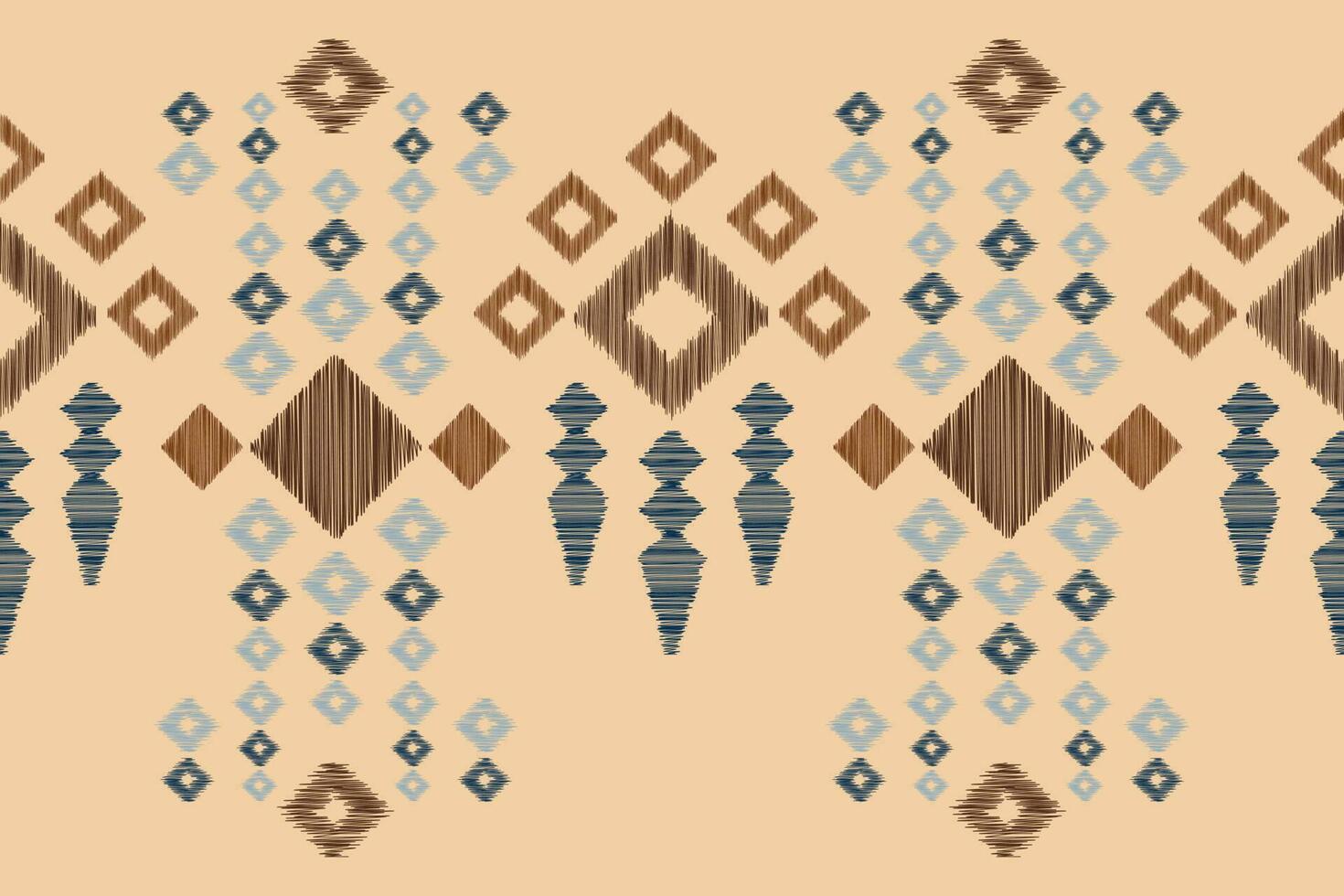 Ethnic Ikat fabric pattern geometric style.African Ikat embroidery Ethnic oriental pattern brown cream background. Abstract,vector,illustration.For texture,clothing,scraf,decoration,carpet,silk. vector