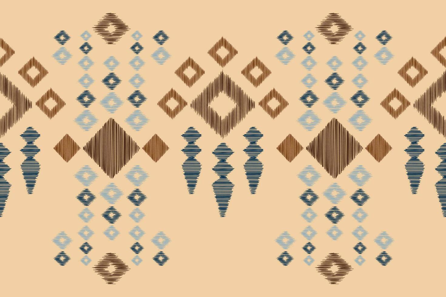 Ethnic Ikat fabric pattern geometric style.African Ikat embroidery Ethnic oriental pattern brown cream background. Abstract,vector,illustration.For texture,clothing,scraf,decoration,carpet,silk. vector