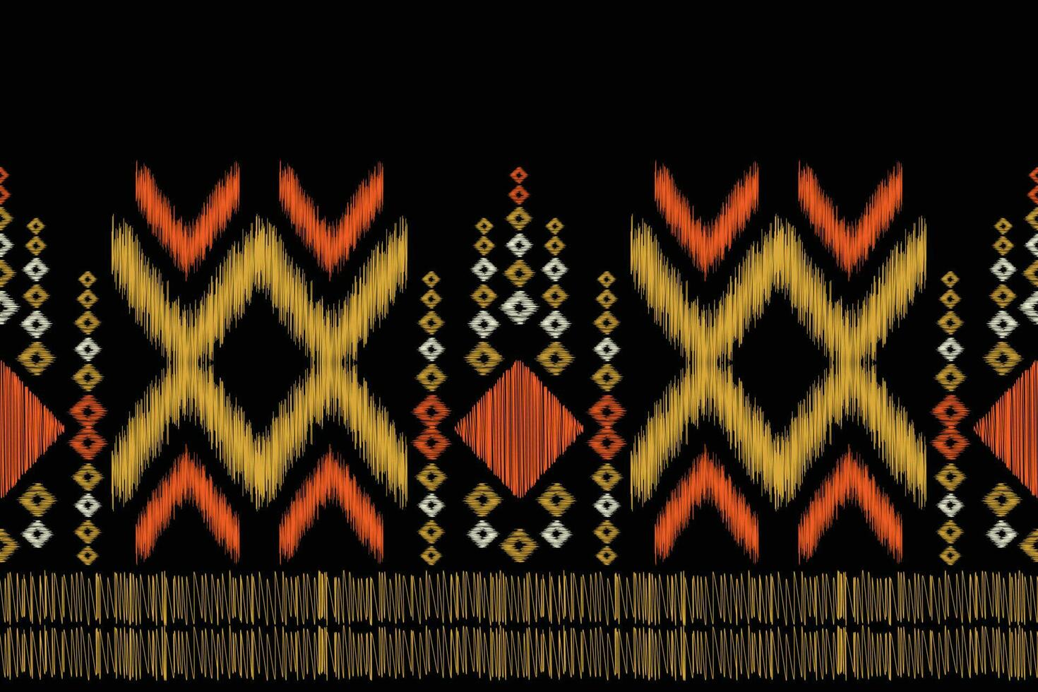 Ethnic Ikat fabric pattern geometric style.African Ikat embroidery Ethnic oriental pattern black background. Abstract,vector,illustration.For texture,clothing,scraf,decoration,carpet,silk. vector