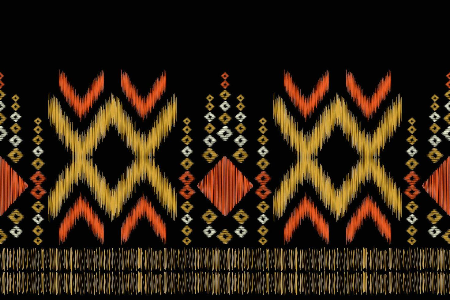 Ethnic Ikat fabric pattern geometric style.African Ikat embroidery Ethnic oriental pattern black background. Abstract,vector,illustration.For texture,clothing,scraf,decoration,carpet,silk. vector