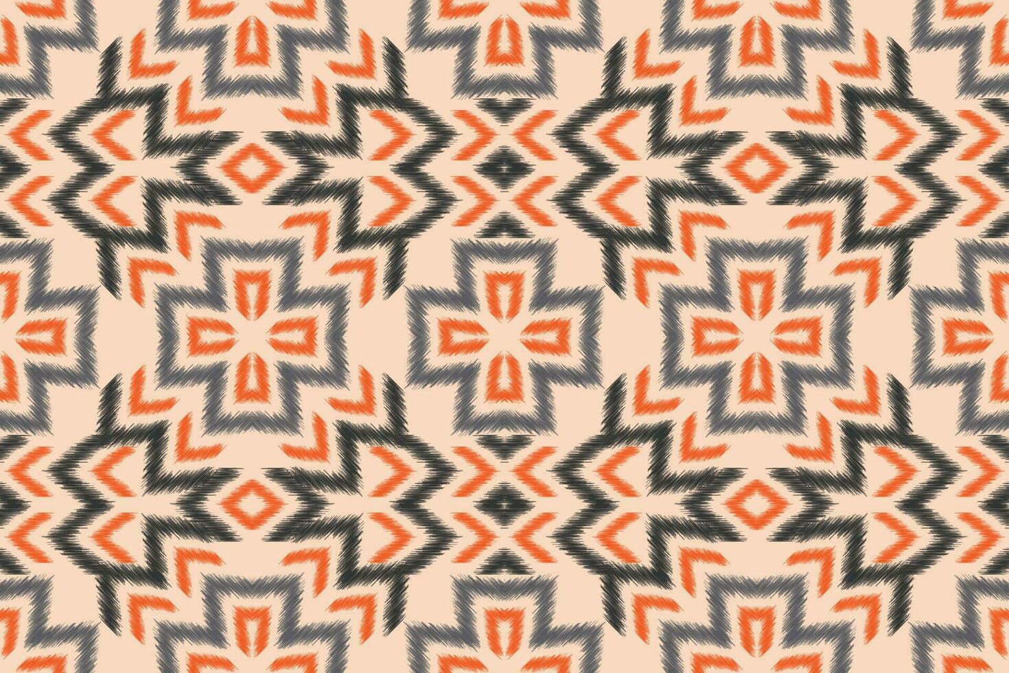 Ethnic Ikat fabric pattern geometric style.African Ikat embroidery Ethnic oriental pattern brown cream background. Abstract,vector,illustration.For texture,clothing,scraf,decoration,carpet,silk. vector
