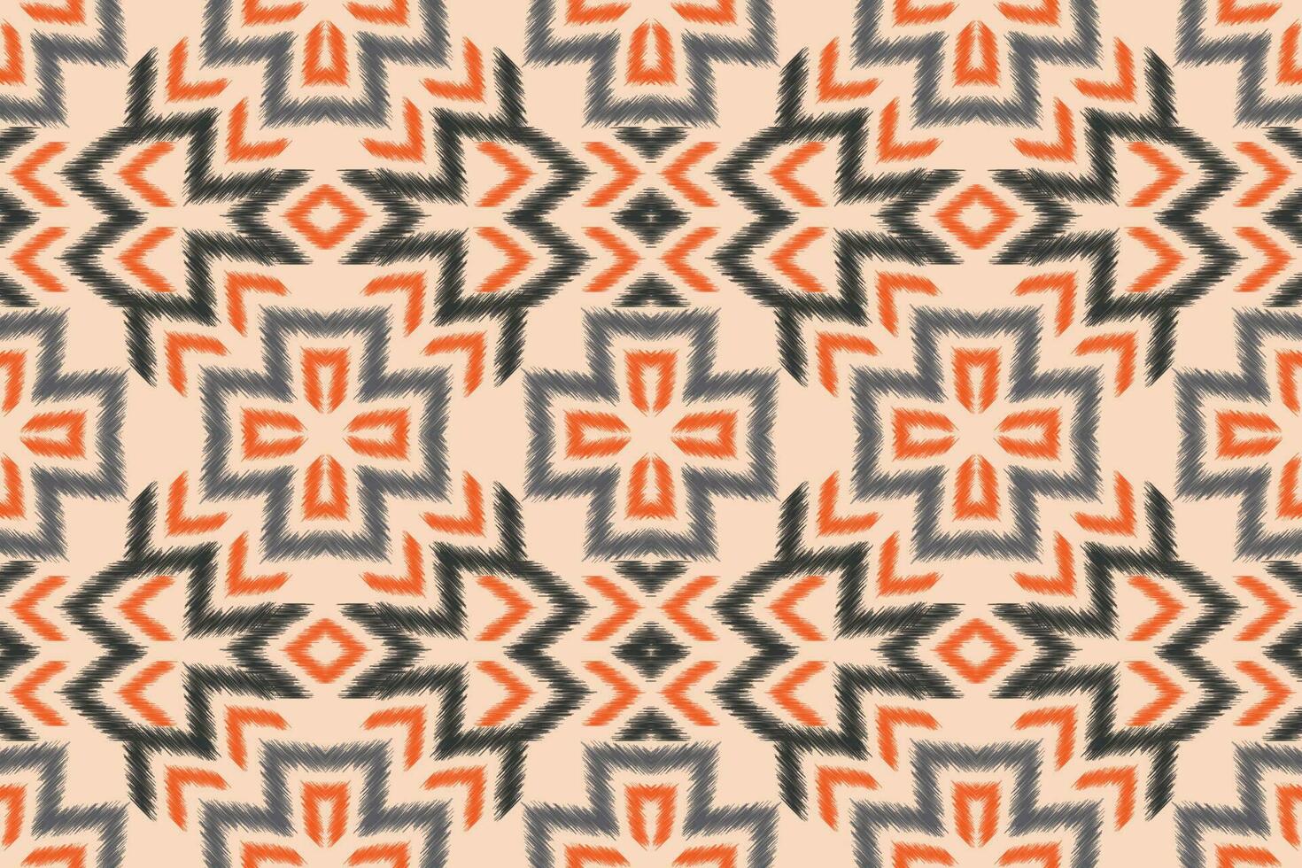 Ethnic Ikat fabric pattern geometric style.African Ikat embroidery Ethnic oriental pattern brown cream background. Abstract,vector,illustration.For texture,clothing,scraf,decoration,carpet,silk. vector