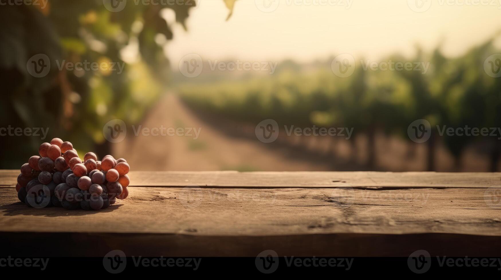 Empty Wooden table blurred background photo