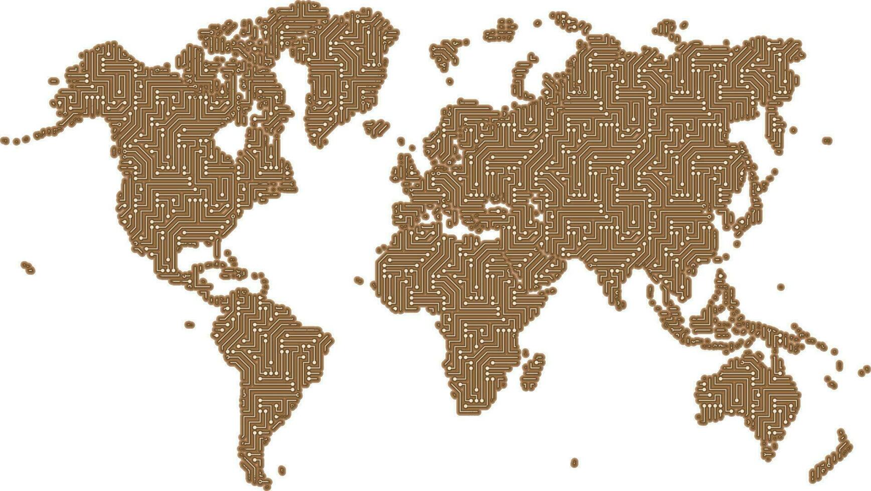 Simple world map circuit art vector