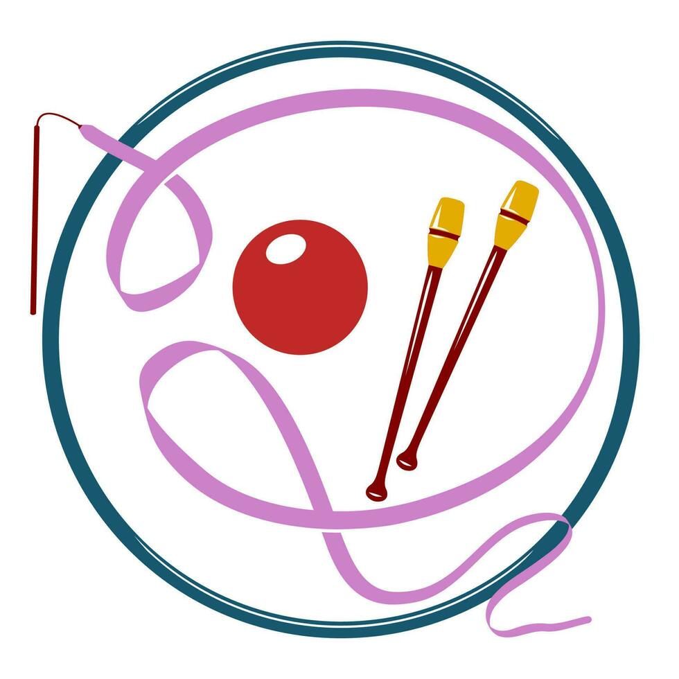 Set of Equipment for Rhythmic Gymnastics. All objects are separate. vector