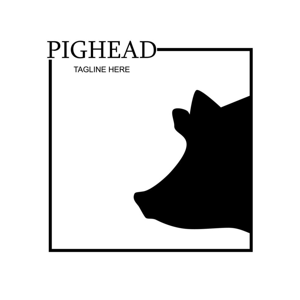 Pig head logo, illustration of a pig head in a box. vector illustration