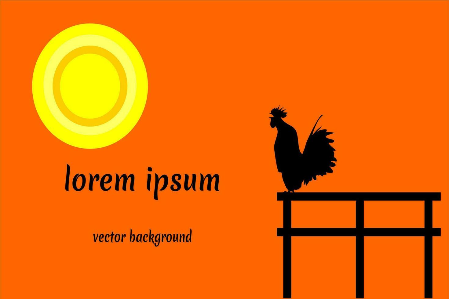 background rooster crows in the evening or morning with a rural setting.vector illustration vector