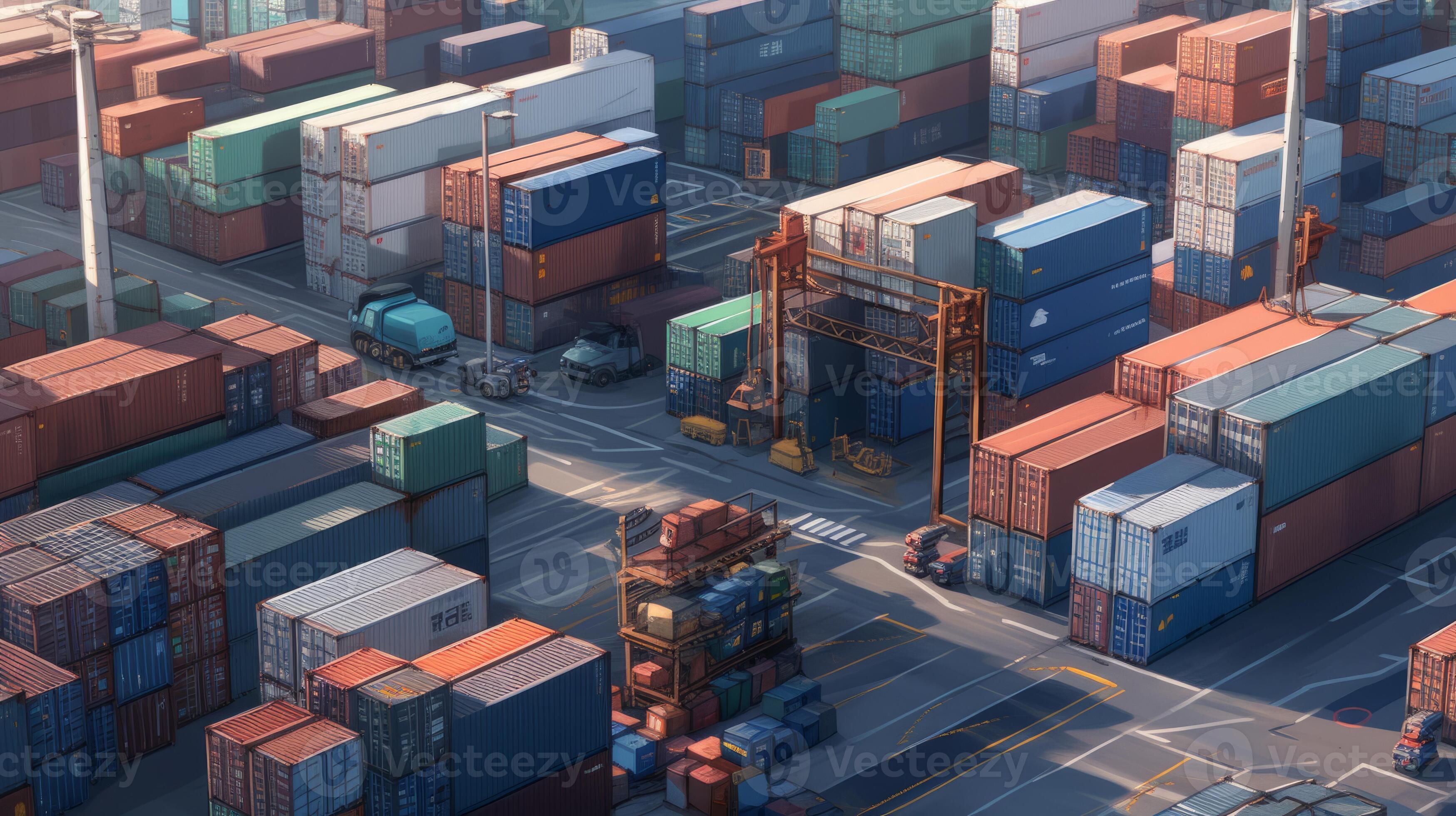 Container yard storage import export Generative AI 24139853 Stock Photo