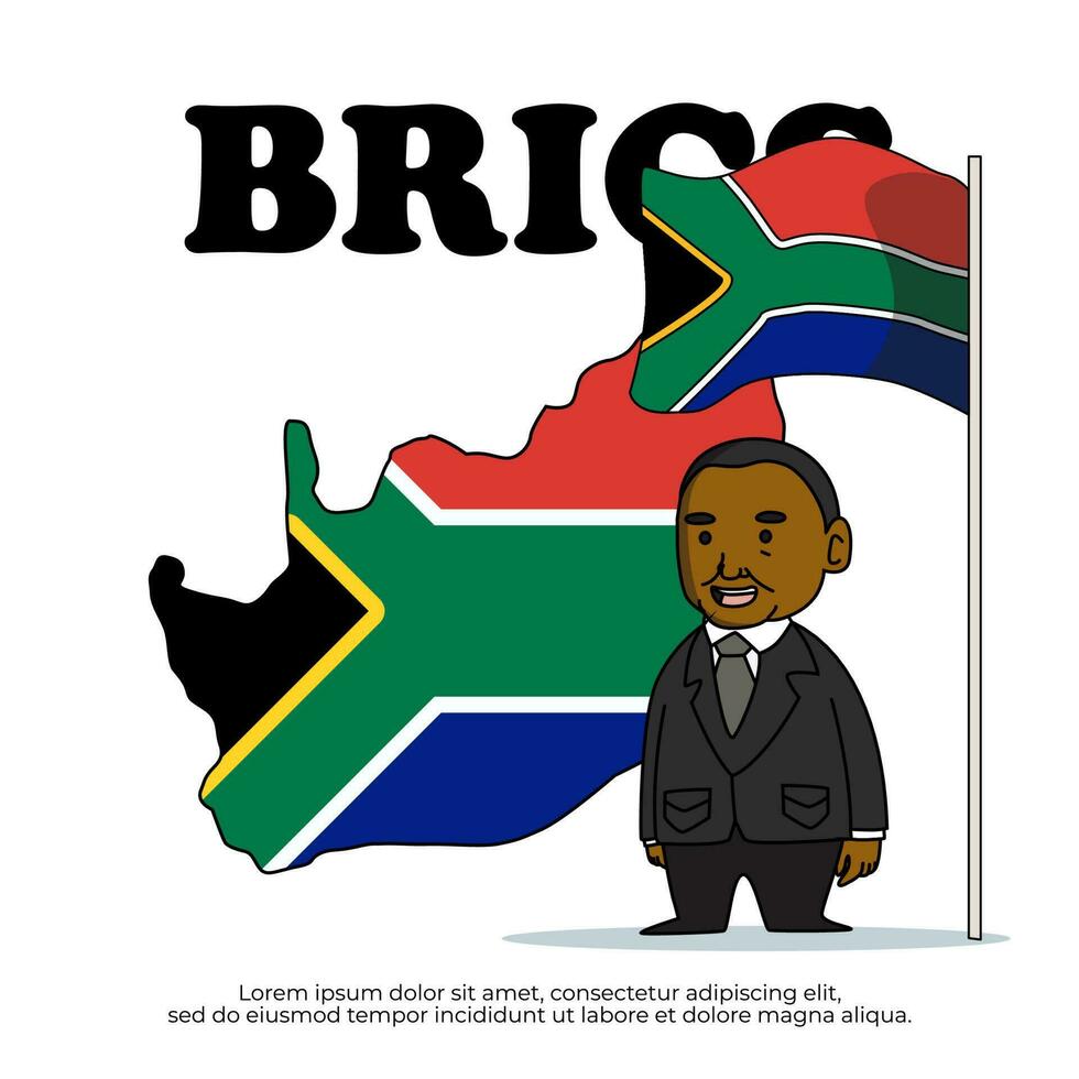 South Africa is a member of the BRICS and country map vector