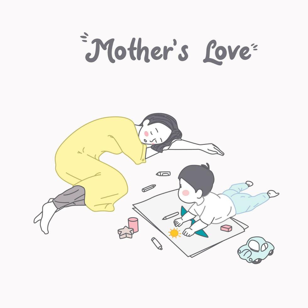 happy mother day  poster that says'mother's love ' vector