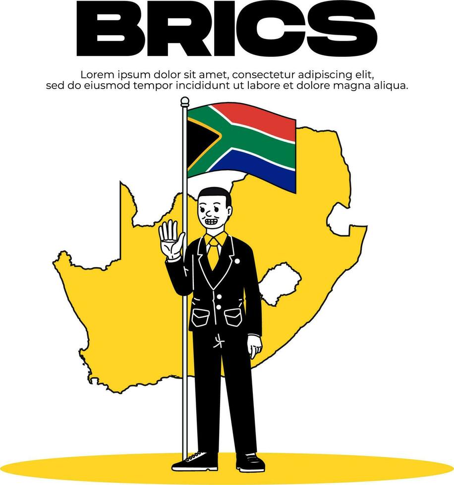 South Africa is a member of the BRICS. white isolated background and country map vector