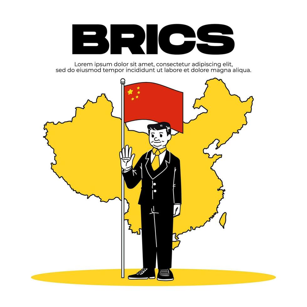 China is a member of the BRICS. white isolated background and country map vector