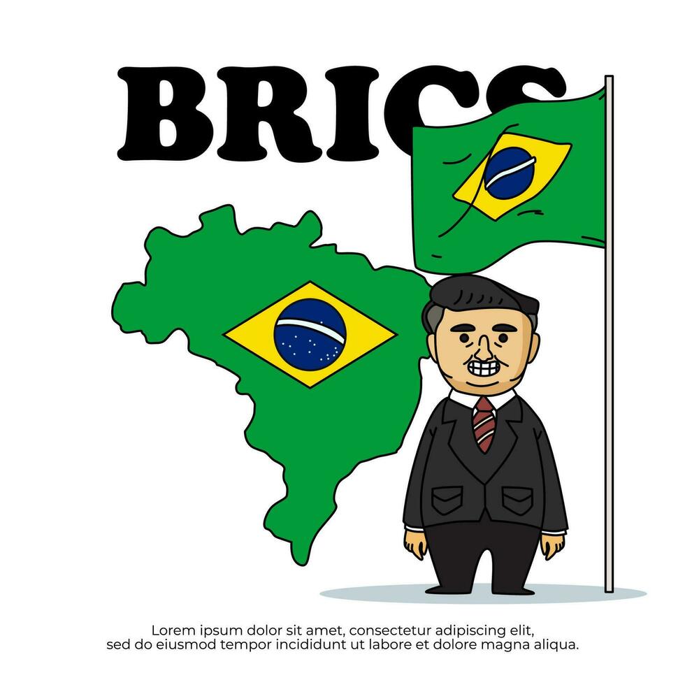 Brazil is a member of the BRICS and country map vector