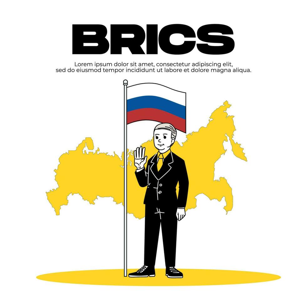 Russia is a member of the BRICS. white isolated background and country map vector