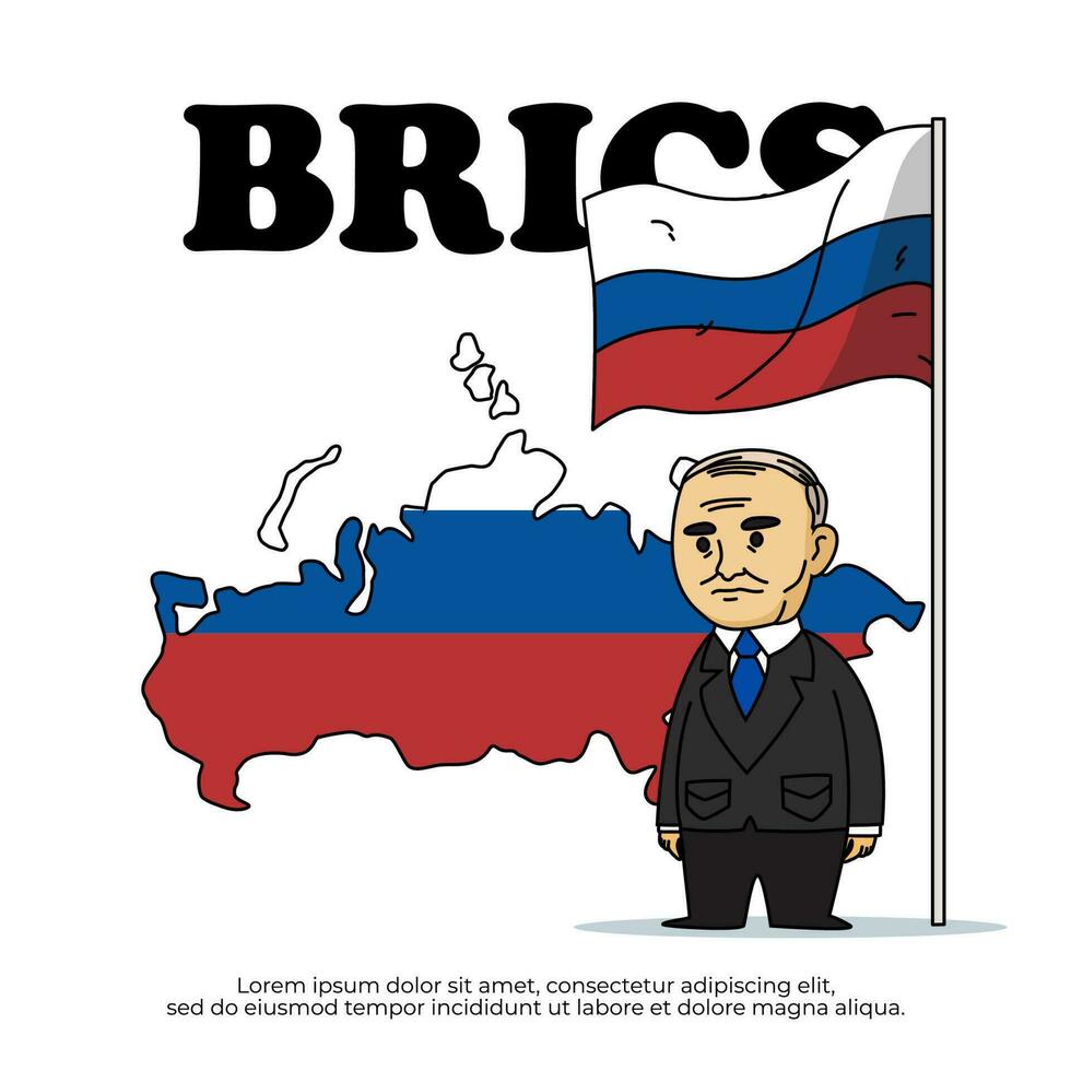 Russia is a member of the BRICS and country map vector