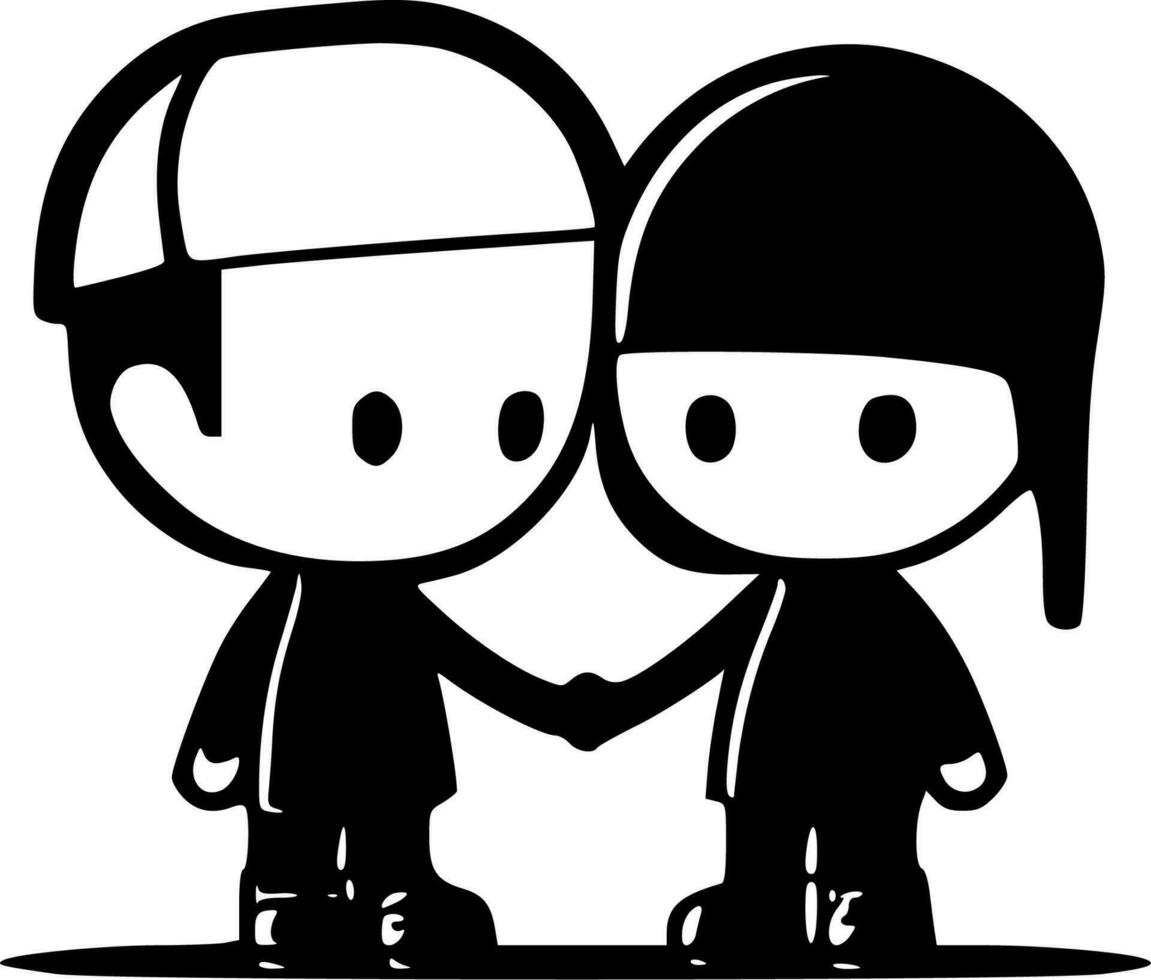 Friends, Black and White Vector illustration